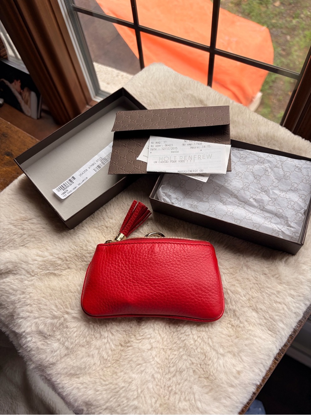 GUCCI RED LEATHER SOHO KEY POUCH - Picture 6 of 7